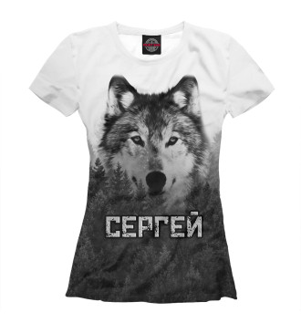 Футболка для девочек Волк над лесом - Сергей