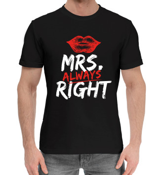 Мужская Хлопковая футболка Mrs. always right