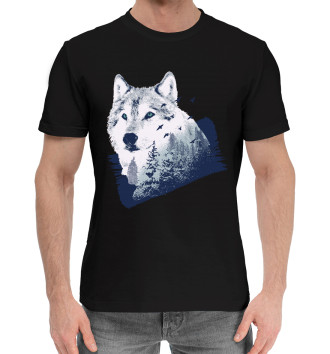 Хлопковая футболка Волк в лесу