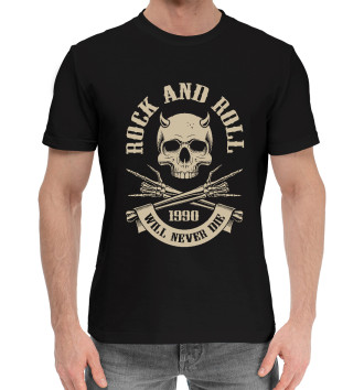 Мужская Хлопковая футболка Rock N Roll - skull