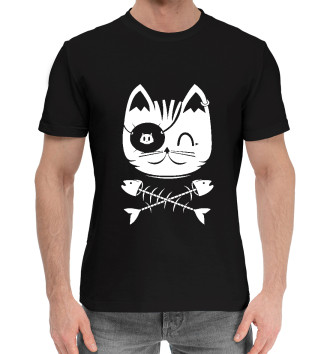 Мужская Хлопковая футболка Cat / Skull
