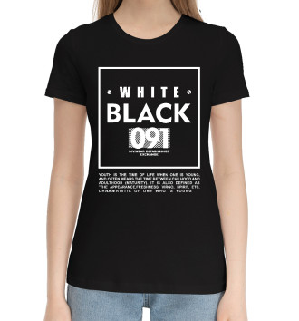 Женская Хлопковая футболка Black and white 091