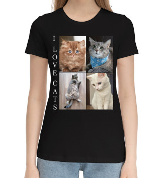 Хлопковая футболка I love cats