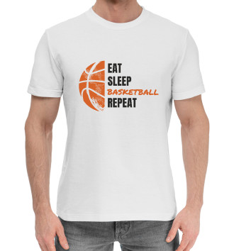 Мужская Хлопковая футболка Еда, сон, баскетбол