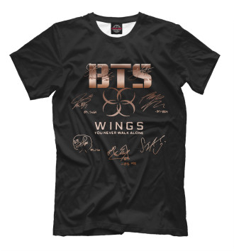 Мужская Футболка BTS Wings автографы