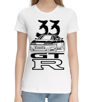 Женская Хлопковая футболка Skyline R33 GT-R
