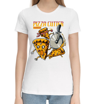 Женская Хлопковая футболка Pizza cutter terror