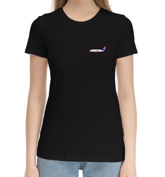 Женская Хлопковая футболка SSJ - 100 (черный фон)