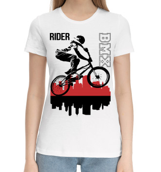Женская Хлопковая футболка Rider bmx