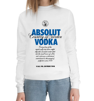 Женский Хлопковый свитшот Absolut vodka 0%